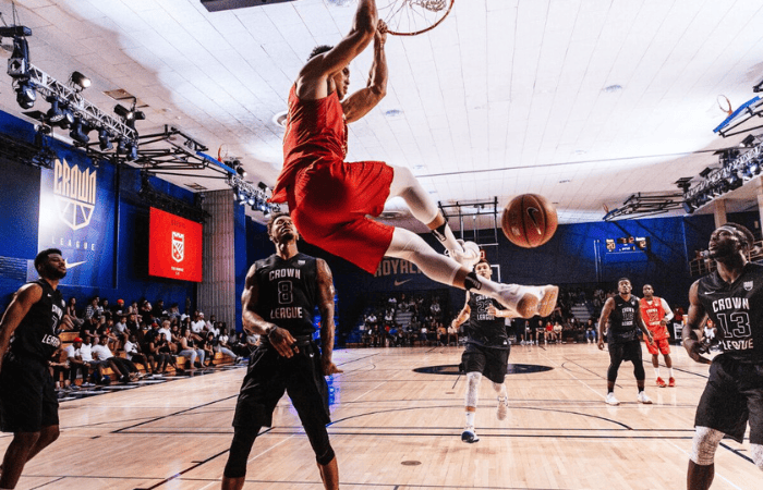 Basketball player shooting a hoop